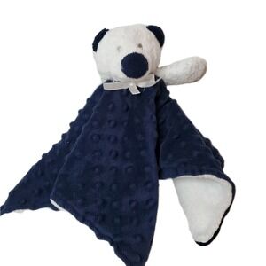 Blankets And‎ beyond Navy Blue White bear lovey minky dot Security Blanket
